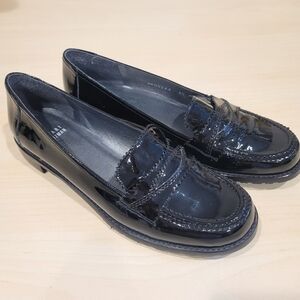 Stuart Weitzman Patent Leather Black Loafers  - 8.5M